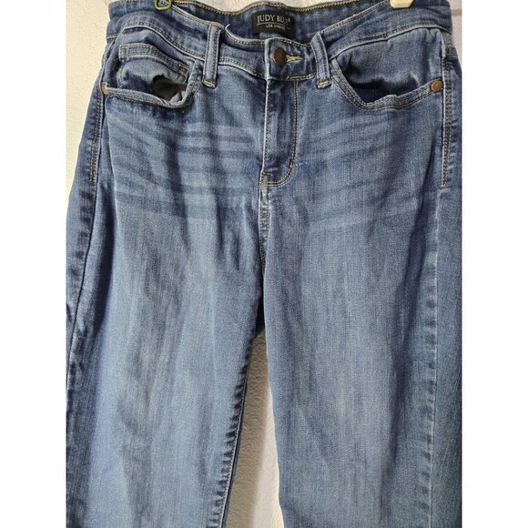 Judy Blue Jeans Womens 7 28 Blue Relaxed Fit Distressed Raw Hem Stretch Denim - Picture 2 of 13